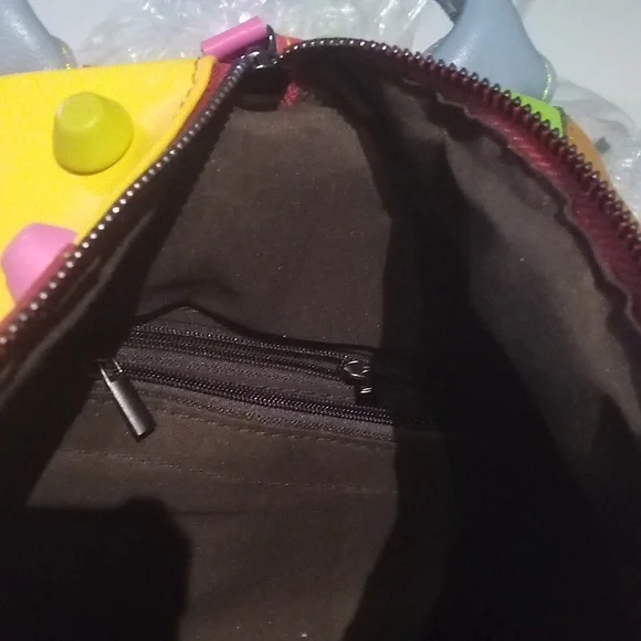 Boho Multicolor Patchwork Leather Backpack | Colorful Festival Cottagecore Y2K - Picture 15 of 16